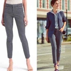 Banana Republic Sloan Low Rise Skinny Ankle Pants Pinstripe Navy Blue White Sz 8